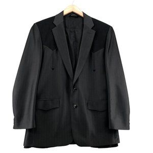 Vintage Silverado Mens Suit Jacket Sport Coat Sz 42L Black Velveteen Western
